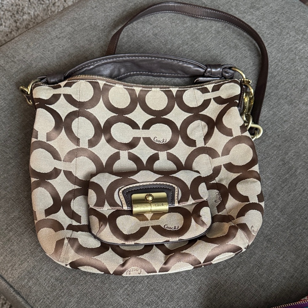 Vintage Coach Signature Brown Shoulder Bag